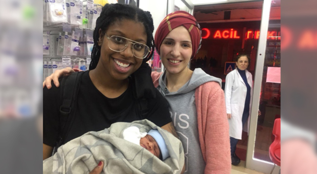 Time mom delivers own baby while overseas